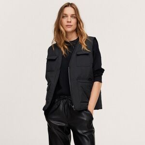 Mango Water-repellent sleeveless quilted oversized zip vest